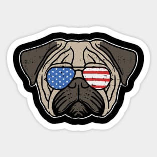 Cute Pug American Flag Dog T-Shirt 4th of July Patriotic Shirt United States Gift Sticker